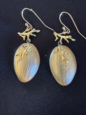 Alexis Bittar Gold Branch Earrings with Olive Beads